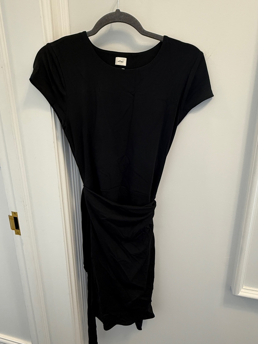 Wilfred Black Short-Sleeve Dress with Waist Tie